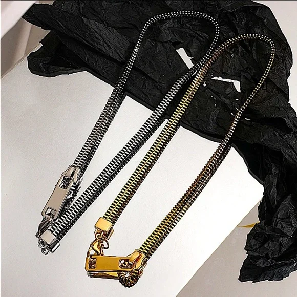 Gold Zipper Punk Minimalist Versatile Necklace - Picture 11 of 15